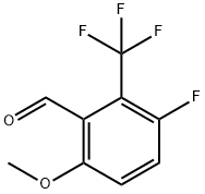 3-フルオロ-6-メトキシ-2-(トリフルオロメチル)ベンズアルデヒド 化学構造式
