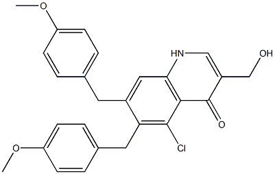 5-Chloro-3-hydroxyMethyl-6,7-bis-(4-Methoxy-benzyl)-1H-quinolin-4-one 结构式