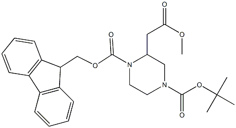 1-(9H-fluoren-9-yl)Methyl 4-tert-butyl 2-(2-Methoxy-2-oxoethyl)piperazine-1,4-dicarboxylate,,结构式