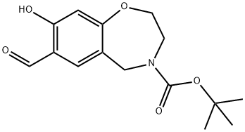 N-Boc-8-hydroxy-2,3,4,5-tetrahydrobenzo[f][1,4]oxazepine-7-carbaldehyde Struktur