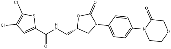 (S)-4,5-二氯-N-((2-氧代-3-(4-(3-氧代吗啉代)苯基)噁唑烷-5-基)甲基)噻吩-2-甲酰胺,1770812-37-7,结构式