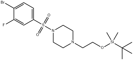 1-((4-broMo-3-fluorophenyl)sulfonyl)-4-(2-((tert-butyldiMethylsilyl)oxy)ethyl)piperazine|1-((4-溴-3-氟苯基)磺酰)-4-(2-((叔-丁基二甲基甲硅烷基)氧代)乙基)哌嗪