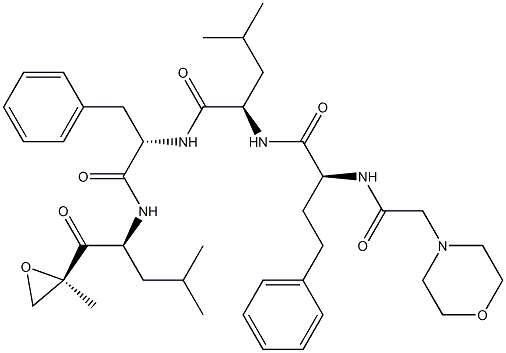 (S)-4-Methyl-N-((R)-1-(((S)-4-Methyl-1-((R)-2-Methyloxiran-2-yl)-1-oxopentan-2-yl)aMino)-1-oxo-3-phenylpropan-2-yl)-2-((S)-2-(2-MorpholinoacetaMido)-4-phenylbutanaMido)pentanaMide Structure