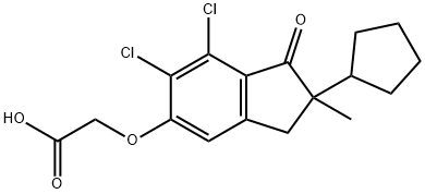 2-((6,7-dichloro-2-cyclopentyl-2-Methyl-1-oxo-2,3-dihydro-1H-inden-5-yl)oxy)acetic acid Struktur