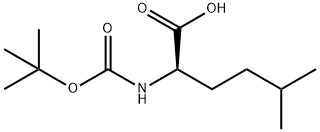 (R)-2-((TERT-ブチルトキシカルボニル)アミノ)-5-メチルヘキサン酸 化学構造式
