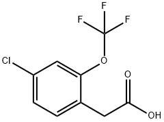 4-クロロ-2-(トリフルオロメトキシ)フェニル酢酸 化学構造式