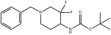 tert-butyl 1-benzyl-3,3-difluoropiperidin-4-ylcarbaMate, 1823420-40-1, 结构式
