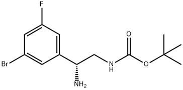 (R)-TERT-BUTYL (2-AMINO-2-(3-BROMO-5-FLUOROPHENYL)ETHYL)CARBAMATE, 1270169-95-3, 结构式