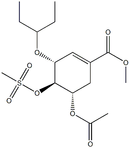 (3R,4R,5S)-Methyl 5-Acetoxy-4-((Methylsulfonyl)oxy)-3-(pentan-3-yloxy)cyclohex-1-enecarboxylate,,结构式