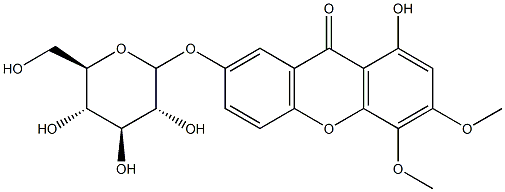1,7-dihydroxy-3,4-diMethoxylxanthone-7-O-glucoside 化学構造式