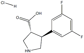 (+/-)-trans-4-(3,5-difloro-phenyl)-pyrrolidine-3-carboxylic acid-HCl 化学構造式