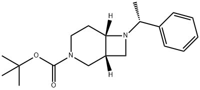 (1R,6S)-3-Boc-7-[(R)-1-phenylethyl]-3,7-diazabicyclo[4.2.0]octane Struktur