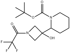 2-(3-羟基-1-(2,2,2-三氟乙酰基)氮杂环丁烷-3-基)哌啶-1-甲酸叔丁酯,1415559-54-4,结构式