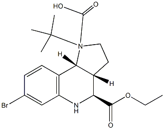 (3aR,4S,9bR)-1-tert-butyl 4-ethyl 7-broMo-3,3a,4,5-tetrahydro-1H-pyrrolo[3,2-c]quinoline-1,4(2H,9bH)-dicarboxylate,,结构式