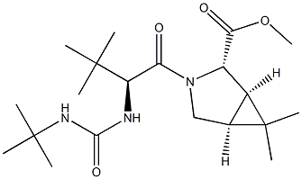 (1R,2S,5S)-甲基3-((S)-2-(3-(叔丁基)脲基)-3,3-二甲基丁酰基)-6,6-二甲基-3-氮杂双环[3.1.0]己二羧酸酯, , 结构式