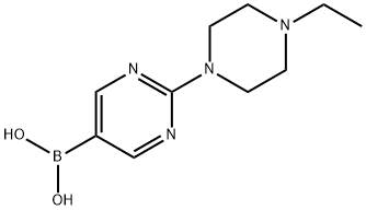 (2-(4-エチルピペラジン-1-イル)ピリミジン-5-イル)ボロン酸 化学構造式