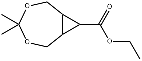 4,4-ジメチル-3,5-ジオキサビシクロ[5.1.0]オクタン-8-カルボン酸エチル 化学構造式
