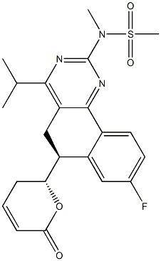 N-((R)-8-Fluoro-4-isopropyl-6-((S)-6-oxo-3,6-dihydro-2H-pyran-2-yl)-5,6-dihydrobenzo[h]quinazolin-2-yl)-N-MethylMethanesulfonaMide, , 结构式