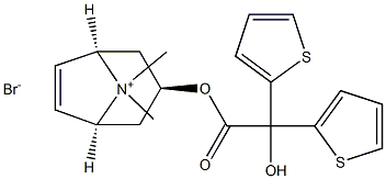 (1R,3S,5S)-3-(2-Hydroxy-2,2-di(thiophen-2-yl)acetoxy)-8,8-diMethyl-8-azabicyclo[3.2.1]oct-6-en-8-iuM BroMide Structure
