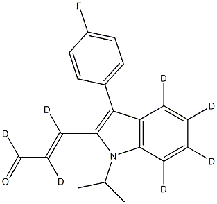 (E)-3-(3-(4-Fluorophenyl)-1-isopropyl-1H-indol-2-yl)acrylaldehyde-d7 Structure