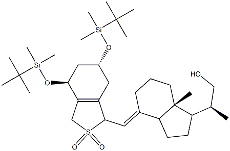 (4S,6R)-4,6-Bis((tert-butyldiMethylsilyl)oxy)-1-((E)-((7aR)-1-((S)-1-hydroxypropan-2-yl)-7a-Methylhexahydro-1H-inden-4(2H)-ylidene)Methyl)-1,3,4,5,6,7-hexahydrobenzo[c]thiophene 2,2-dioxide,,结构式