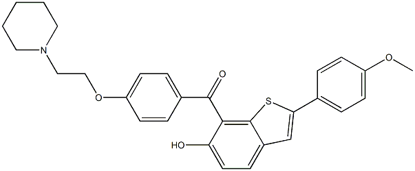 (6-Hydroxy-2-(4-Methoxyphenyl)benzo[b]thiophen-7-yl)(4-(2-(piperidin-1-yl)ethoxy)phenyl)Methanone, , 结构式