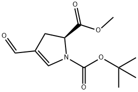1H-Pyrrole-1,2-dicarboxylic acid, 4-formyl-2,3-dihydro-, 1-(1,1-dimethylethyl) 2-methyl ester, (2S)- Structure