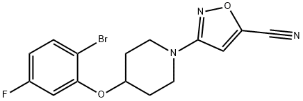 3-(4-(2-bromo-5-fluorophenoxy)piperidin-1-yl)isoxazole-5-carbonitrile Structure