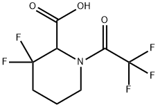 3,3-ジフルオロ-1-(トリフルオロアセチル)ピペリジン-2-カルボン酸 化学構造式