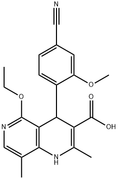 4-(4-cyano-2-methoxyphenyl)-5-ethoxy-2,8-dimethyl-1,4-dihydro-1,6-naphthyridine-3-carboxylic acid Structure