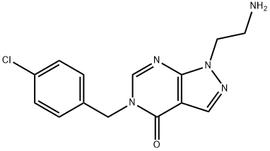 1-(2-aminoethyl)-5-[(4-chlorophenyl)methyl]-1H,4H,5H-pyrazolo[3,4-d]pyrimidin-4-one 化学構造式