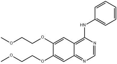 4-(フェニルアミノ)-6,7-ビス(2-メトキシエトキシ)キナゾリン 化学構造式