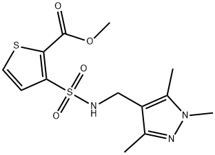 methyl 3-({[(1,3,5-trimethyl-1H-pyrazol-4-yl)methyl]amino}sulfonyl)thiophene-2-carboxylate,1172372-80-3,结构式