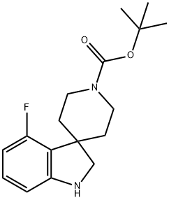 tert-Butyl 4-fluoro-1,2-dihydrospiro[indole-3,4'-piperidine]-1'-carboxylate Struktur