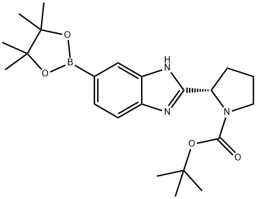 (S)-tert-butyl 2-(6-(4,4,5,5-tetramethyl-1,3,2-dioxaborolan-2-yl)-1H-benzo[d]imidazol-2-yl)pyrrolidine-1-carboxylate Structure