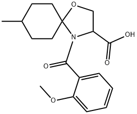 4-(2-methoxybenzoyl)-8-methyl-1-oxa-4-azaspiro[4.5]decane-3-carboxylic acid Struktur