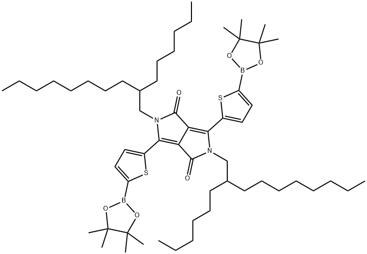 2,5-bis(2-hexyldecyl)-3,6-bis(5-(4,4,5,5-tetramethyl-1,3,2-dioxaborolan-2-yl)thiophen-2-yl)pyrrolo[3,4-c]pyrrole-1,4(2H,5H)-dione Structure