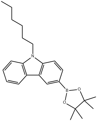 9-Hexyl-3-(4,4,5,5-tetramethyl-1,3,2-dioxaborolan-2-yl)-9H-carbazole 结构式