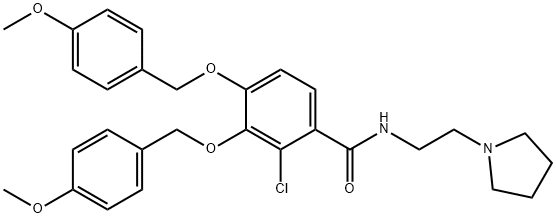 2-氯-3,4-二对甲氧苯甲氧基-N-(2-(1-吡咯烷)乙基)苯甲酰胺, 1225208-44-5, 结构式