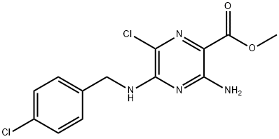 methyl 3-amino-6-chloro-5-((4-chlorobenzyl)amino)pyrazine-2-carboxylate,1230-63-3,结构式
