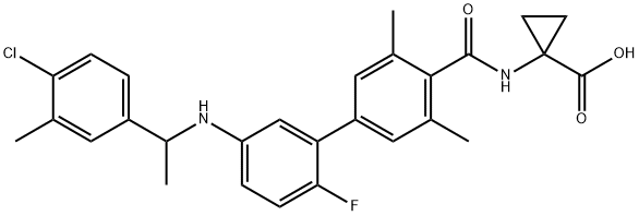 1-(5'-((1-(4-chloro-3-methylphenyl)ethyl)amino)-2'-fluoro-3,5-dimethyl-[1,1'-biphenyl]-4-carboxamido)cyclopropane-1-carboxylic acid Structure