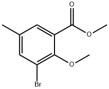 3-溴-2-甲氧基-5-甲基苯甲酸甲酯, 1245528-59-9, 结构式
