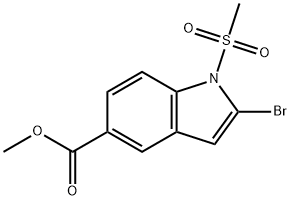 2-溴-1-甲磺酰基-1H-吲哚-5-甲酸甲酯,1259577-13-3,结构式