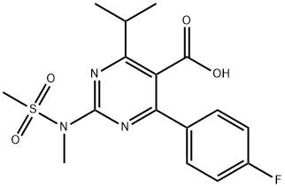4-(4-氟苯基)-6-异丙基-2- [甲基(甲基磺酰基)氨基]-5-嘧啶羧酸,1263475-93-9,结构式