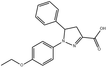 1-(4-エトキシフェニル)-5-フェニル-4,5-ジヒドロ-1H-ピラゾール-3-カルボン酸 化学構造式