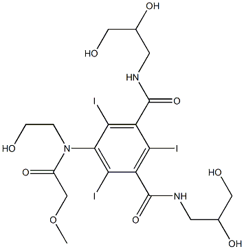1,3-Benzenedicarboxamide,N1,N3-bis(2,3-dihydroxypropyl)-5-[(2-hydroxyethyl)(2-methoxyacetyl)amino]-2,4,6-triiodo- Structure