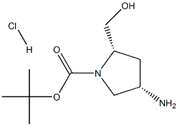 (2S,4S)-tert-Butyl 4-amino-2-(hydroxymethyl)pyrrolidine-1-carboxylate hydrochloride Structure