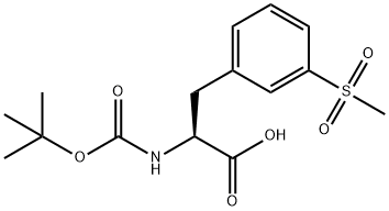 (S)-2-(tert-butoxycarbonylamino)-3-(3-(methylsulfonyl)phenyl) propanoic acid 化学構造式