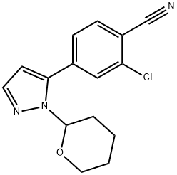 2-chloro-4-(1-(tetrahydro-2H-pyran-2-yl)-1H-pyrazol-5-yl)benzonitrile Structure