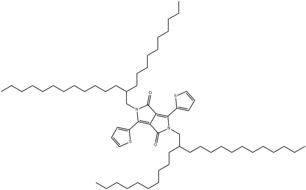 2,5-双(2-癸基十四烷)-3,6-二(噻吩-2-基)吡咯并[3,4-C]吡咯-1,4(2H,5H)-二酮,1312588-15-0,结构式